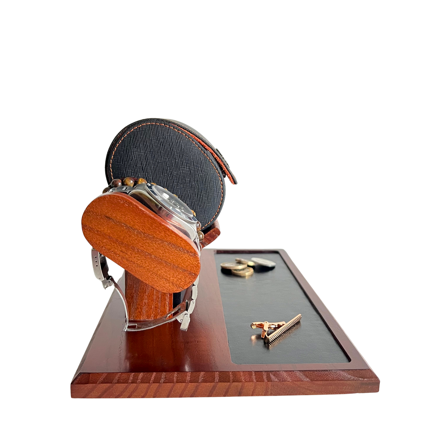 Hand Crafted Wooden Watch Stand With Bevelled Edge.