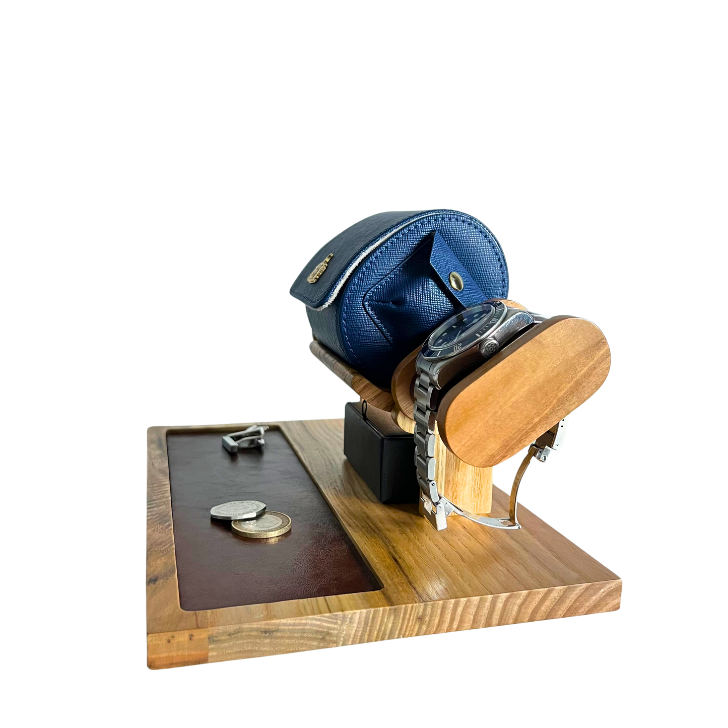 Hand Crafted Wooden Watch Stand With Square Edge.