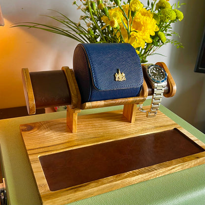 Hand Crafted Wooden Watch Stand With Square Edge.